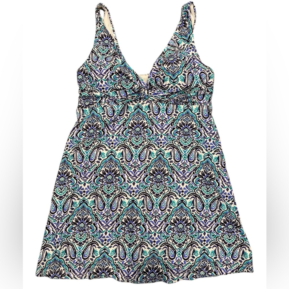 Leilani Swim Dress 1-Piece Blue Patterned Women’s Sz 8 NWT